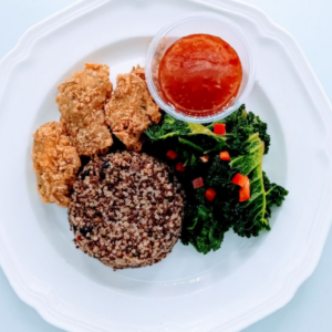 Quinoa, Beans, and Fried Chickn